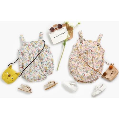 Infant Clothes Summer New Style Baby Wear Sleeve Sleeve Casual Newborn Baby Girls Bodysuit Floral Print Pure Cotton Soft Costume
