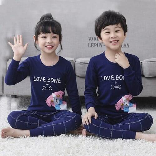 Autumn Children Pajamas Clothing Set Boys Girls Cartoon Sleep Suit Kids Long-sleeved+Pant 2-Piece Cotton Pajama Sets Baby Pyjama
