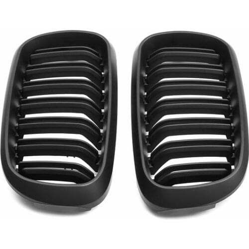 Front Bumper Matte Black Dual Slat Grille for BMW F15 F16 X5 X6 2014-2017