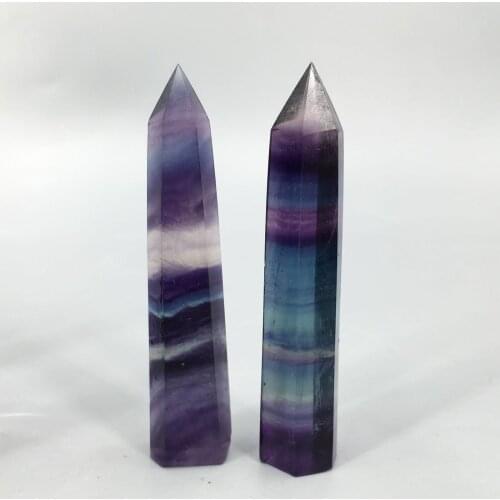 Natural Rainbow fluorite Quartz Obelisk crystal wand Point Reiki Healing