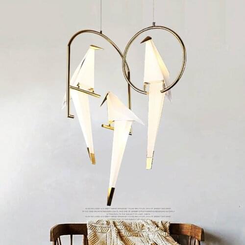 Simple design of Nordic paper crane double-headed chandelier bedroom balcony dining room creative personality bird Chandelier
