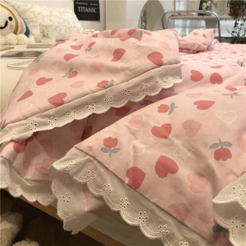 Pink Heart Lace Summer cool cotton Quilt Washable Comforter Sweet Air-Conditioner Quilt dormitory Sofa car kids adult blanket