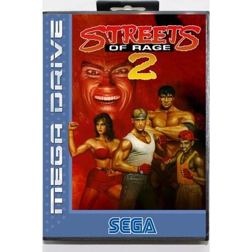 Sega MD games card - Streets of Rage 2 with box for Sega MegaDrive Video Game Console 16 bit MD card