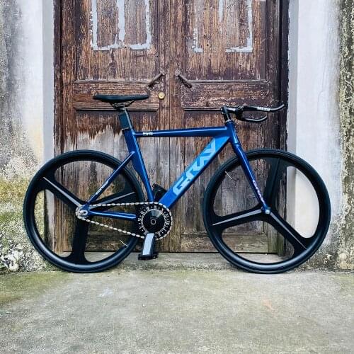 Gray Track Bike single speed fixie Bicycle frame 48cm 52cm Fixed Gear Bike 700C with 3 spokes Magnesium Alloy wheel PIZZ crank
