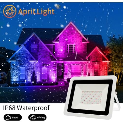 LED RGB Smart Floodlight 50W 100W RGB Flood Light Bluetooth APP Outdoor IP68 Waterproof Smart Spotlight 220V Reflector Projector