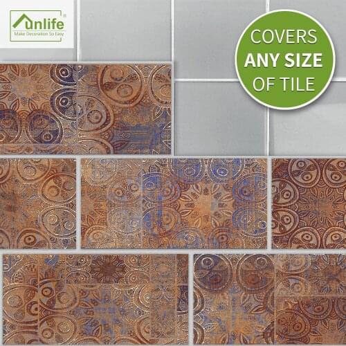Funlife Waterproof PVC 20x10cm Warm Metal Vintage Brick Self-adhesive Wall and Tile Sticker For Kitchen and Dining Rooms Decor