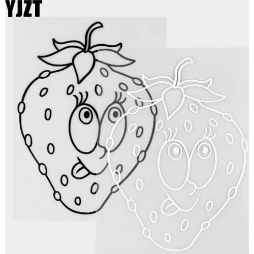 YJZT 8.4×11.6CM Lovely Strawberry Fruit Vinyl Decals Cartoon Car Sticker Fashion Body Decoration Black / Silver 20B-0320