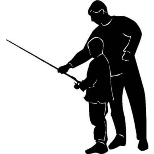 14.4cm*15.5cm Father Son FISHING Funny Vinyl Car Sticker Decals Accessories C11-0248