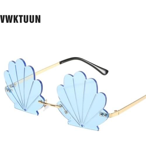 VWKTUUN Rimless Sunglasses Woman Flower Shades Oversized Sunglasses Women Driving Driver Eyewear Colorful Ocean Lens Sunglasses