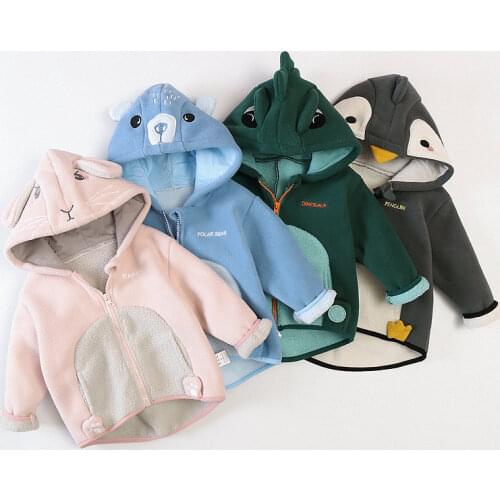 Boys Winter Coat 2021 New Babys Wear Western Girls' Autumn and Winter Fleece Shaker Hooded Coat Baby Girl Winter Clothes