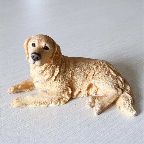 JJM Golden Retriever Loyal Dog Pet Figure Animal Car Decoration PVC Model Collection Model Doll Educational Toy for ChildrenGift