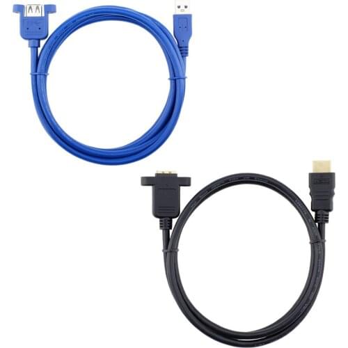 1M USB3.0 extension cable USB 3.0 male to female extension Cable panel mount screw lock connector adapter (With screws)