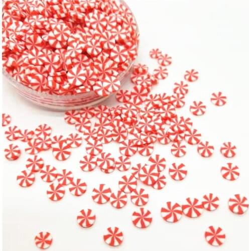 20g/lot Red White Lollipop Polymer Clay Sprinkles Colorful for DIY Crafts Tiny Cute bonbon Candy plastic klei Mud Particles
