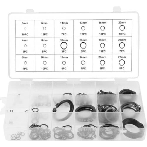 3mm - 32mm 150pcs Snap Retaining Ring Circlip Assortment Set 18 Sizes with Box Retaining Ring Assortment Kit