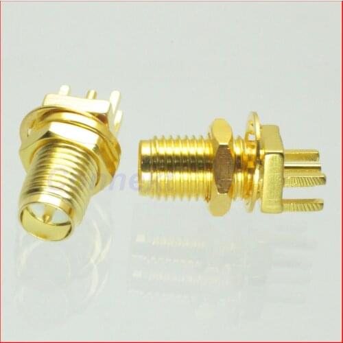 50pcs/lot RP-SMA female plug nut bulkhead solder PCB edge clip mount RF connector