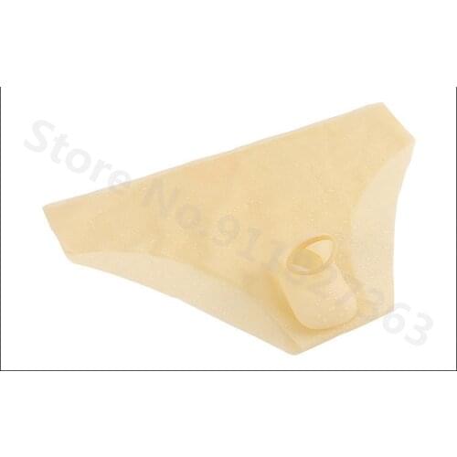 Free shipping ! Mould Seamles Transparent Latex Mens sexy T shorts brief with ball cock bondage penis half cover