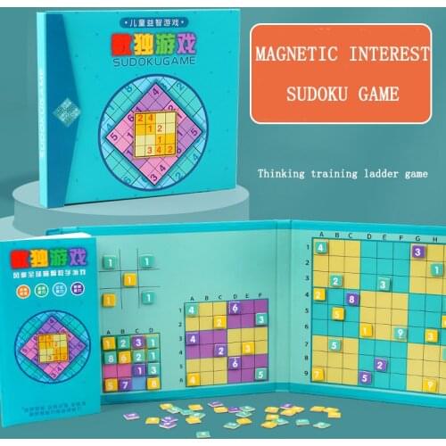 Wooden 4-in-1 Magnetic Sudoku Game Childrens multi-functional 4/6/9 Palace Grid Puzzle Thinking Training Gift Education Toys