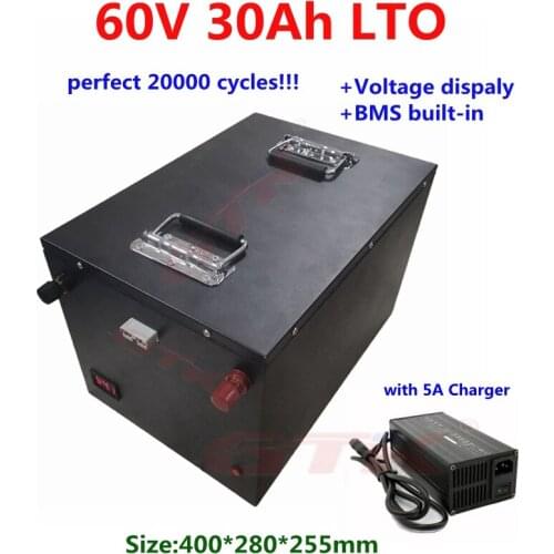 GTK steel case 60V 30Ah LTO 60v 30ah Lithium titanate battery with BMS 20000 cyles for motorcycel AVG EV mail truck +5A Charger