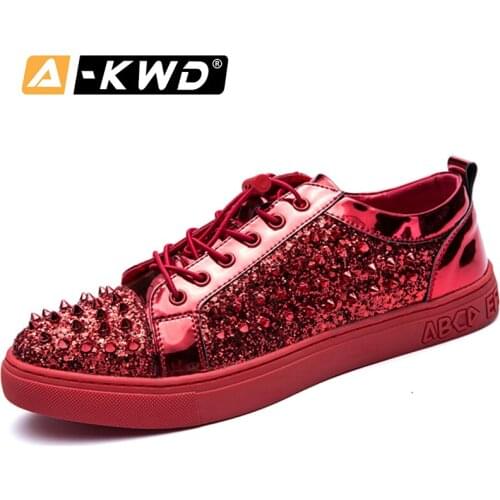 Red Lead Black Trainers Fashion Rivet Shoes Elevator Shoes for Men Height Increase Shoe Mocasines De Hombre Slip on Thick Bottom