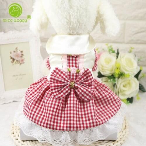 Summer Dog Dresses Plaid Pet Dog Clothes Puppy Cat Skirt Spring Summer Teddy Chihuahua Pet Apparel Ropa de Cachorro