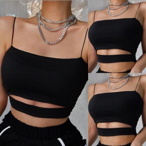 Summer Fashion Women Black Vest Camisole Sexy Casual Sleeveless Strap Solid Personalized Slim Bottoming Camisole