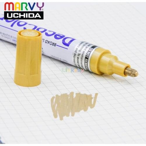 Marvy Uchida 300,DecoColor Premium Fine Tip Marker Gold,Paint Pens for Rock Painting, Stone, Ceramic, Wine Glass, Wood, Fabric