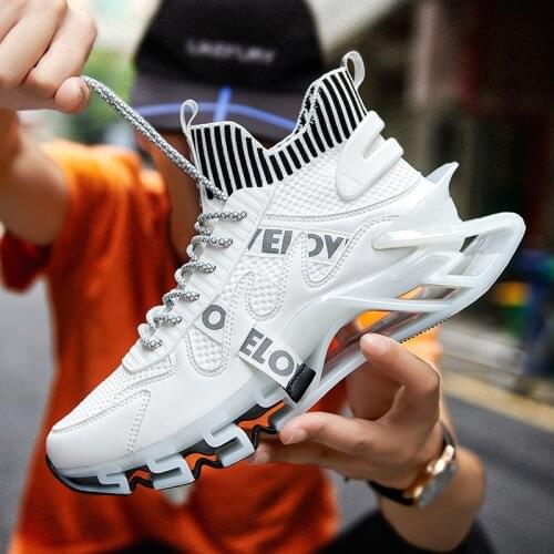 Mens Shoes Blade Running Shoes for Men High-top New Breathable Mesh No-slip Shock Absorption Trend Sports Jogging Fitness Shoes