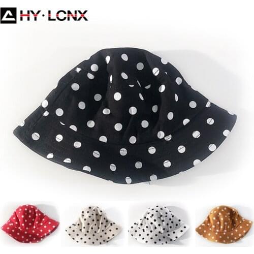 Spring autumn child light polka dot printing sun bucket hat boys girls outdoor cotton breathable monochrome fisherman hat