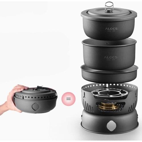 Alcohol stove set 2-3 people camping picnic camping cookware outdoor windproof cookware
