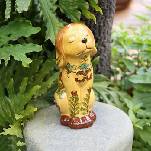 Outdoor Hand-painted Animal Sculpture Figurines Crafts Ceramic Dog Decoration Courtyard Home Garden Creative 12 Zodiac Ornaments