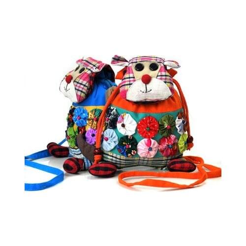 Hot national animal appliques small shopping handbags!Nice cartoon embossing bohemian hasp shoulder bag All-match canvas Carrier
