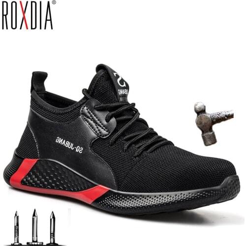Drop shipping plus size 36-48 men safety shoes with steel toe cap fashion women work boots sneakers casual male shoes RXM173