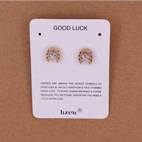 Hzew cute horse two colors earrings crystal Horseshoe earring