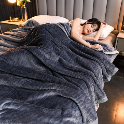 Bonenjoy Gray Blankets On The Bed Queen Size Warm Fleece Thick Palid For Winter King Size Plush Baby Super Warm Blankets