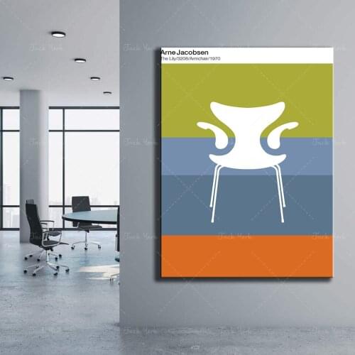 Midcentury Modern Furniture Art Print Arne Jacobsen Chair Poster Bauhaus Wall Decor Interior Paintings