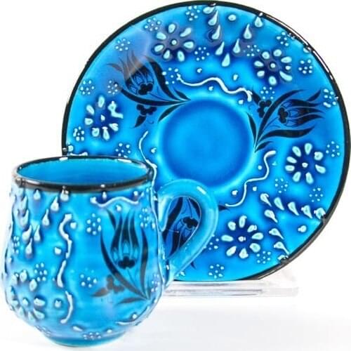 El Yapımı Çini Fincan Takımı 6 kişilik 12 Parça