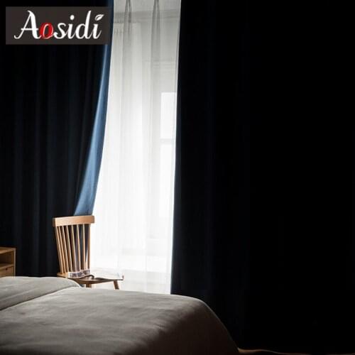 Linen Look 100% Blackout Curtains for Bedroom Living Room Window Curtains Thermal Insulated Blind Curtain Panel Full Shad Drapes