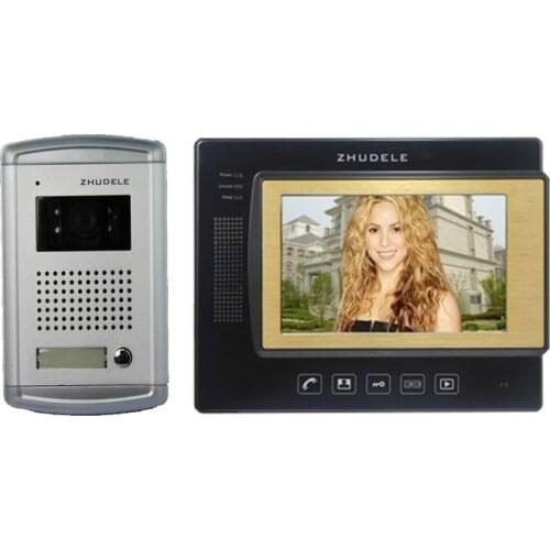 ZHUDELE Top quality 7" luxury color video door phone,CCD camera ,touch screen with SD CARD,nightvision, unlocked phone (1 to 1)