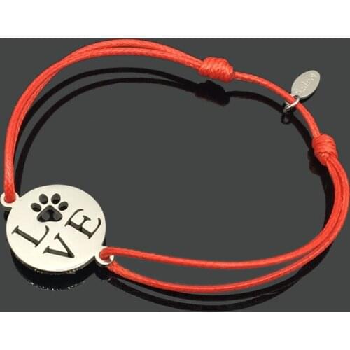 Wish Bracelet Love Dog Stainless Steel Charm Cord Bracelet Adjustable Pendant String Lucky Bracelet For Women Girls