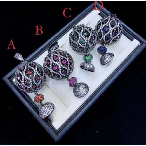 1pcs 30X60MM Womens High Quality Golden plated Paved CZ Classic jewelry accessories with spherical zircon