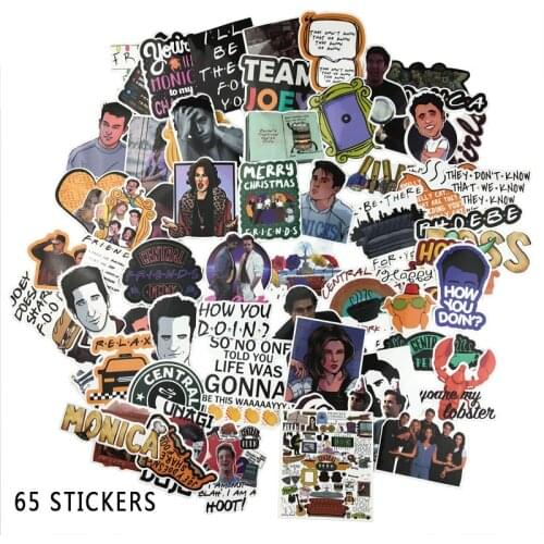 65pcs/1lot Friends tv show funny Creative badges DIY decorative stickers Cartoon PC wall notebook phone Home garden