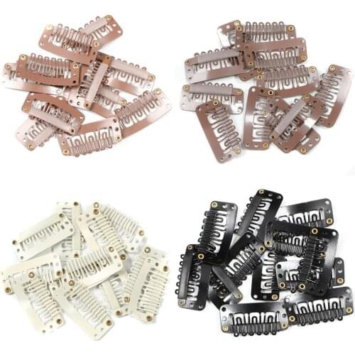 30 Pieces / Lot Wig Clips U type 3.2mm Hair Extension Clips Stainless Steel Windproof Fixing Clip Wig Tool Accessories 4 Colors