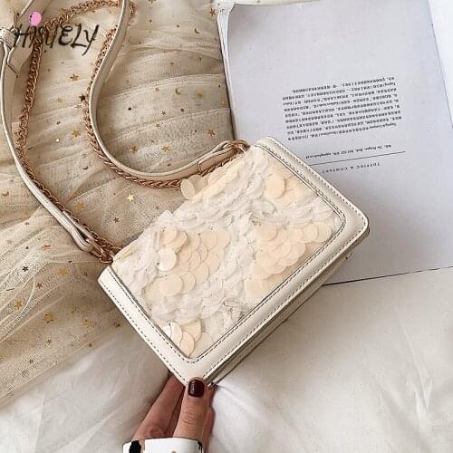 Hot Sale High Quality Women Small Square Shoulder Bag Fashion Star Sequin Designer Messenger Crossbody Bag Clutch Handbags Q4