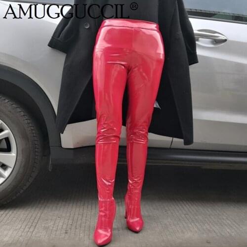 2020 New Plus Big Size 35-47 Black Red Yellow Green Win Stretch Fashion Sexy High Heel Over The Knee Long Lady Women Boots X1829