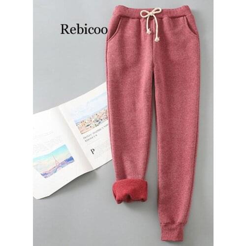Winter Cashmere Harem Warm Pants Women Causal Trousers Women Warm Thick Lambskin Cashmere Pants Women Loose Pant