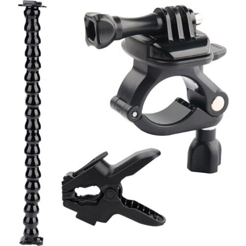 1 Set Action Camera Flexible Clamp Arm Bracket Mount Adapter & 1 Pcs Bicycle Handlebar Mount Bike Seatpost Pole Adapter