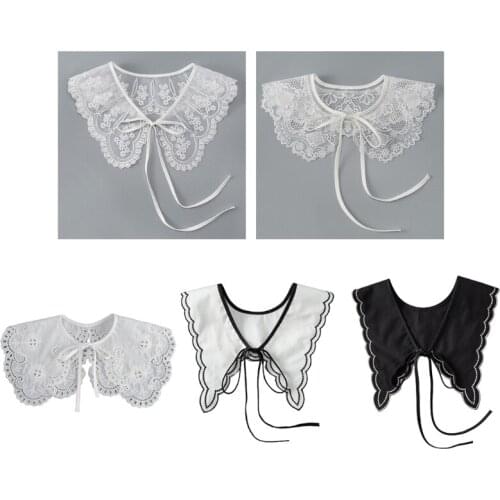 1 Pc Lady Shirt False Collar Lace Detachable False Neck Woven Organza French Style Hollowed-Out Collar