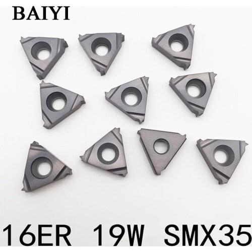 10PCS Thread 16ER 19W SMX35 55 angle Thread turning tool Tungsten Carbide Insert Threading Lathe Cutter Tool 16ER 19W
