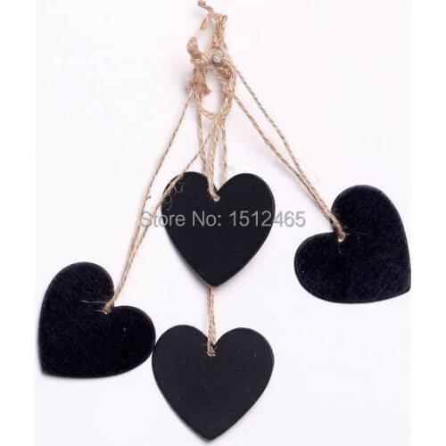 100pcs/lot 6.5*6cm Mini Heart Chalkboard Blackboard With String Label Tags Wedding Place Card HB06-100