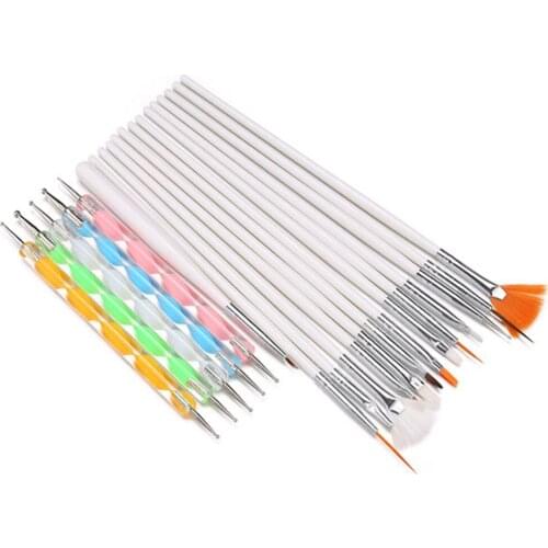 20 Pcs Nail Art Design Brushes Kit Set Foundation Drawing Tools Brush